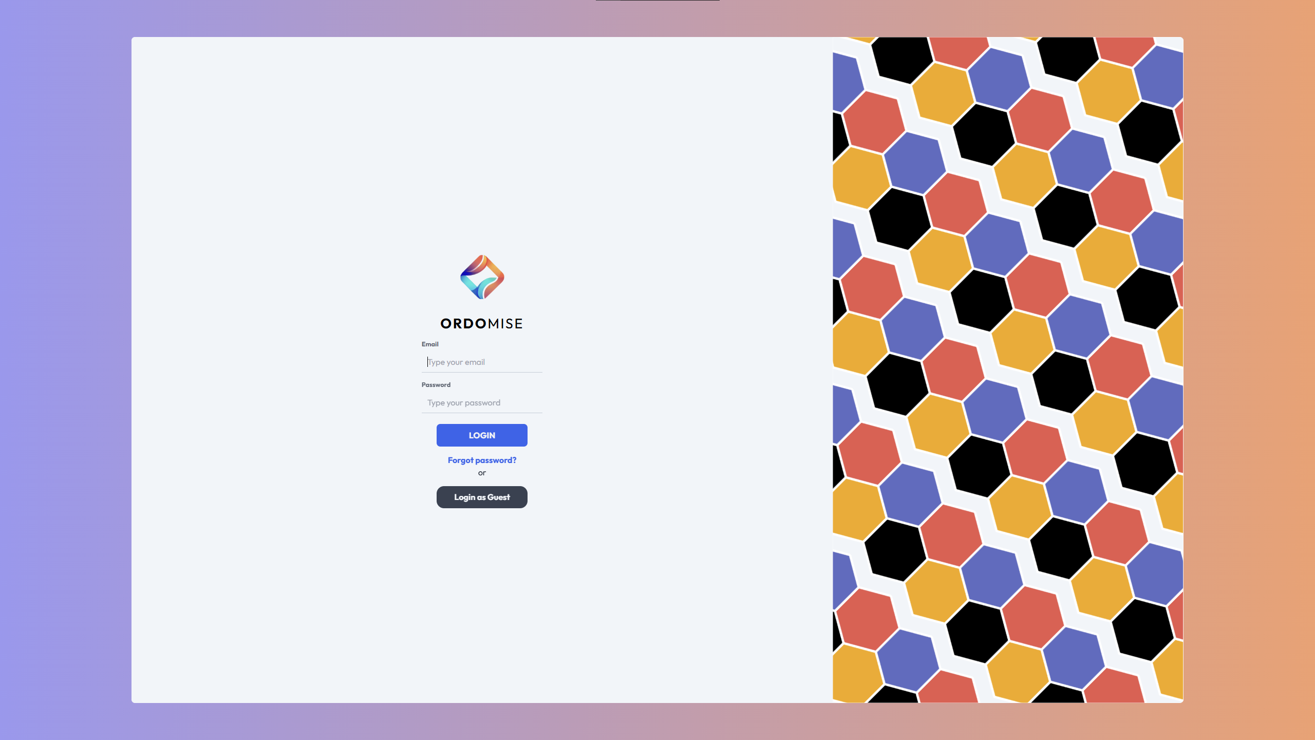 The form for the user to login to the website