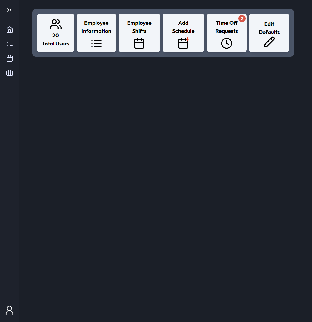 A menu for admins or HR to access their admin tools